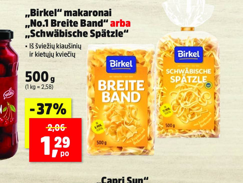 „Birkel“ makaronai „No.1 Breite Band“ arba „Schwäbische Spätzle“, 500 g
