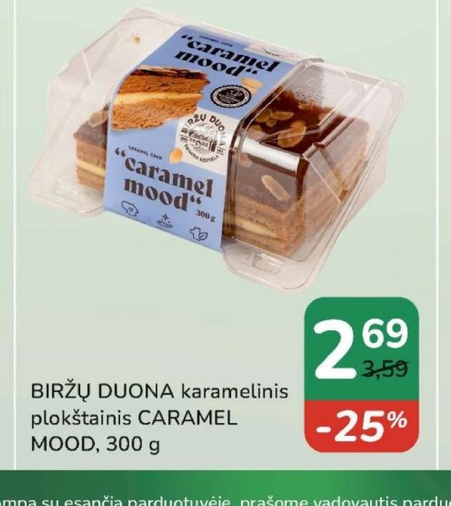 BIRŽŲ DUONA karamelinis plokštainis CARAMEL MOOD, 300 g