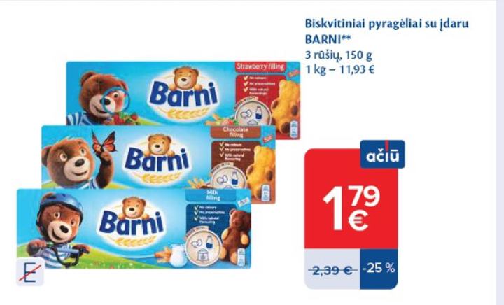 Biskvitiniai pyragėliai su įdaru BARNI, 150 g