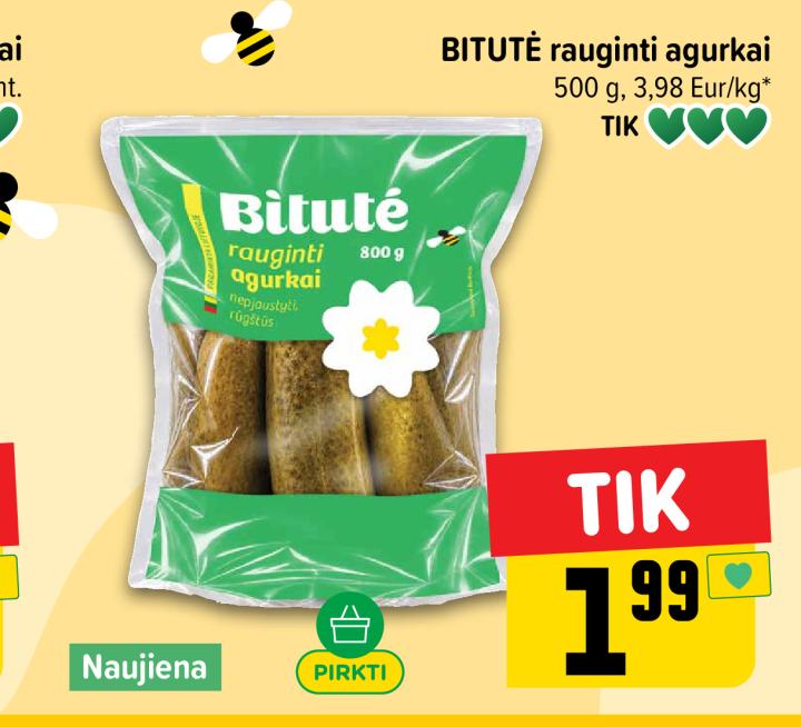 BITUTĖ rauginti agurkai, 500 g