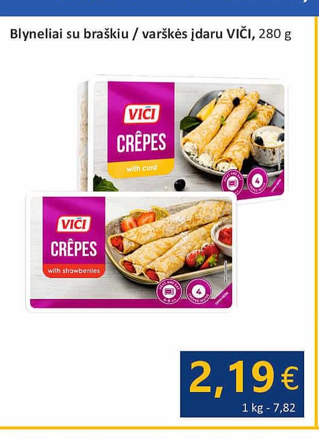Blyneliai su braškių / varškės įdaru VIČI, 280 g