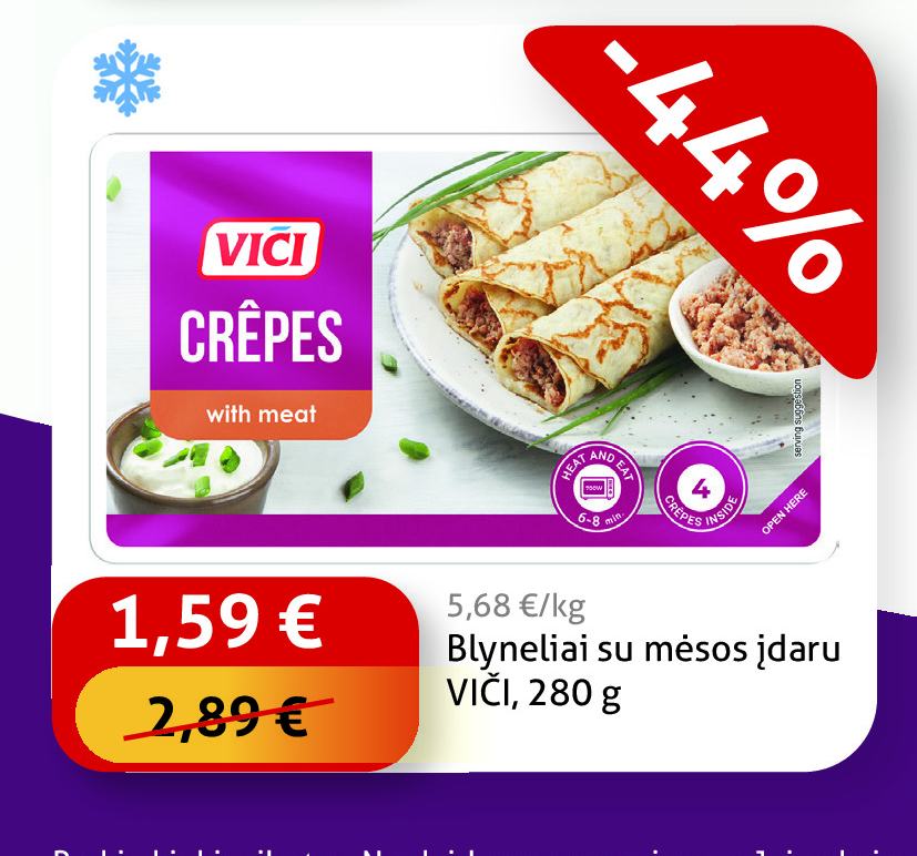 Blyneliai su mėsos įdaru VIČI, 280 g