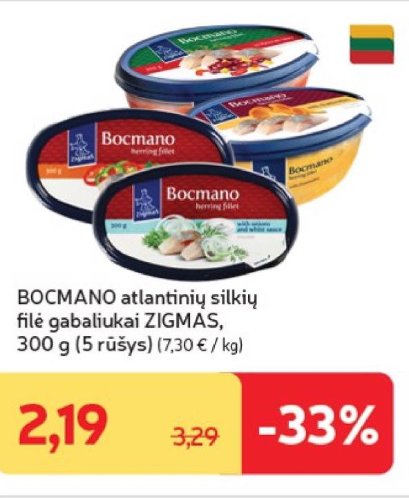 BOCMANO atlantinių silkių filė gabaliukai ZIGMAS, 300 g