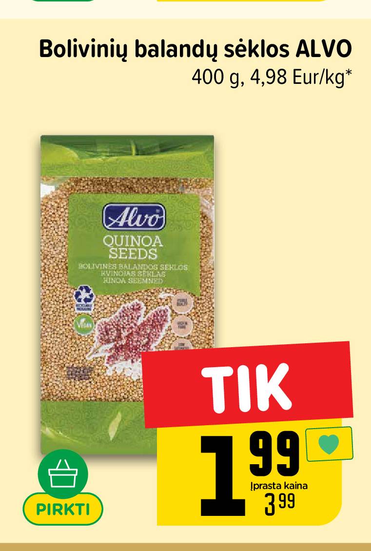 Bolivinių balandų sėklos ALVO, 400 g