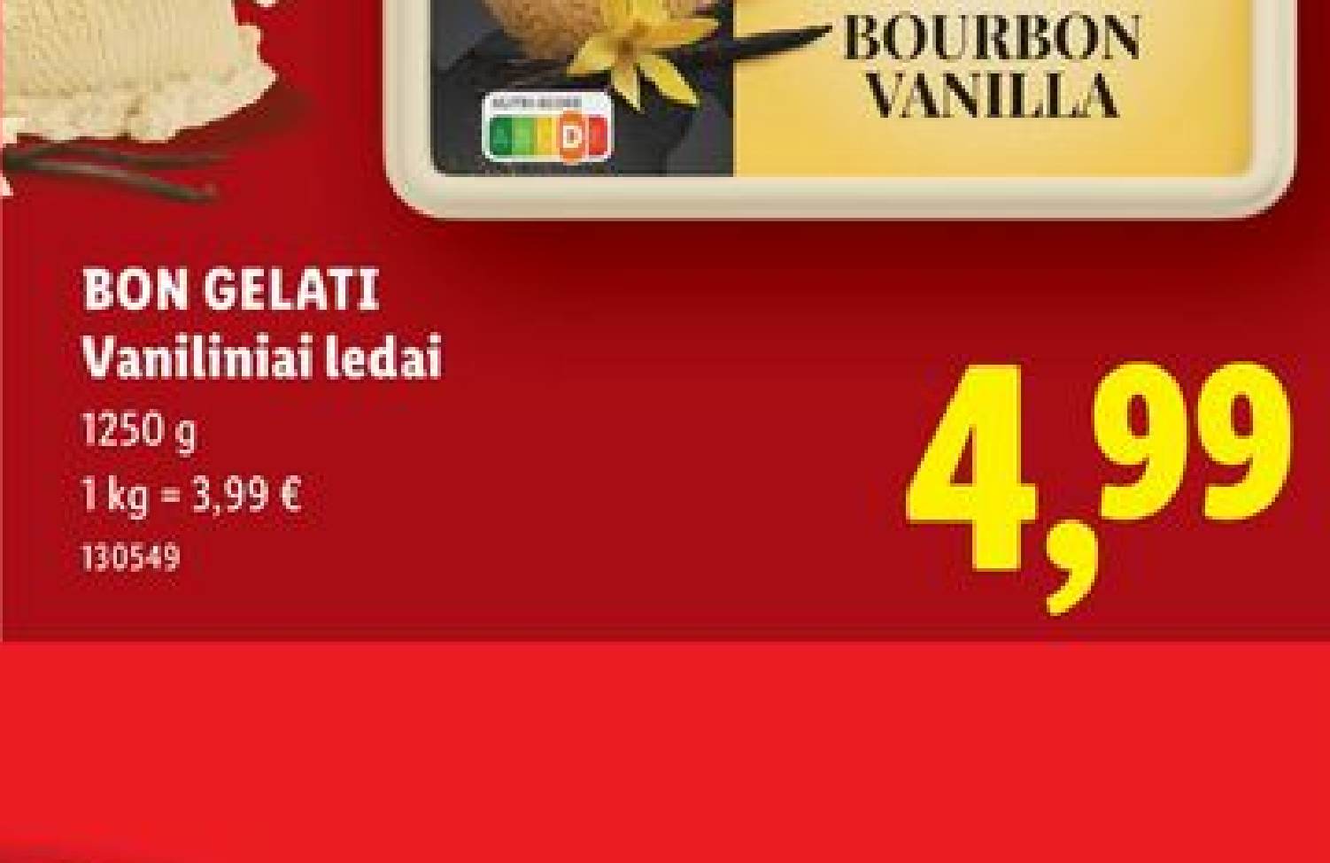 BON GELATI Vaniliniai ledai, 1250 g