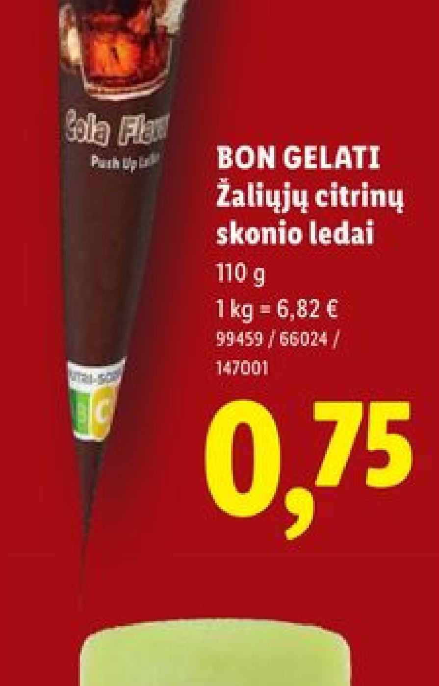 BON GELATI Žaliųjų citrinų skonio ledai, 110 g