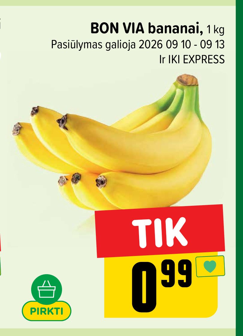 BON VIA bananai, 1 kg