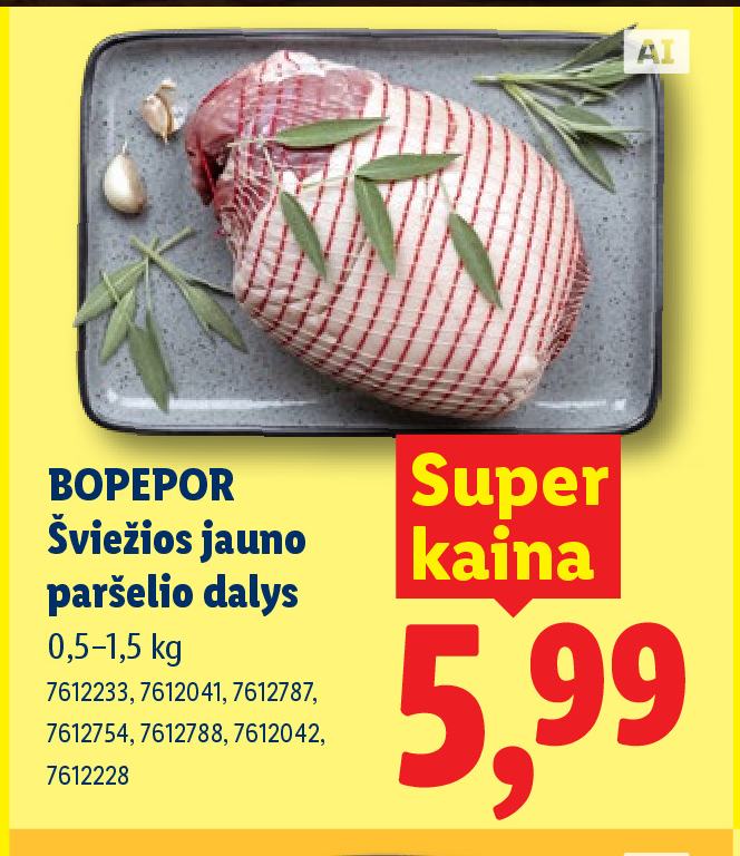 BOPEPOR Šviežios jauno paršelio dalys, 1.5 kg