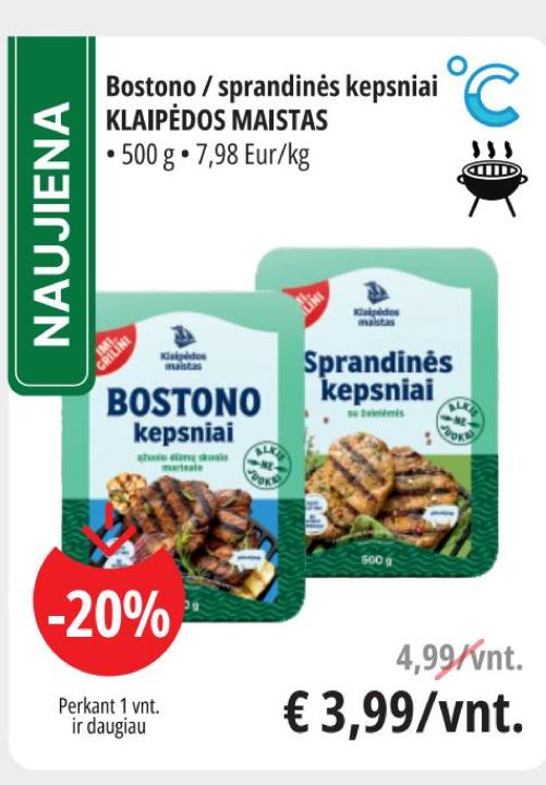 Bostono / sprandinės kepsniai KLAIPĖDOS MAISTAS, 500 g