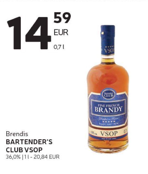 Brendis BARTENDER'S CLUB VSOP, 0.7 l