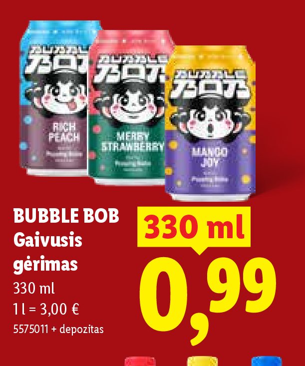 BUBBLE BOB Gaivusis gėrimas, 330 ml