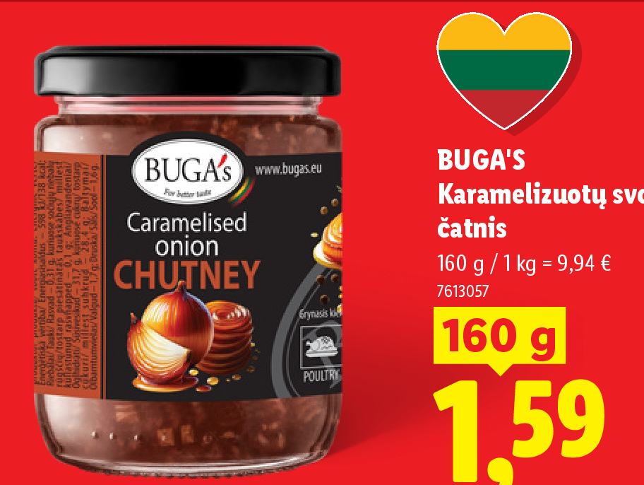 BUGA'S Karamelizuotų svogūnų čatnis, 160 g