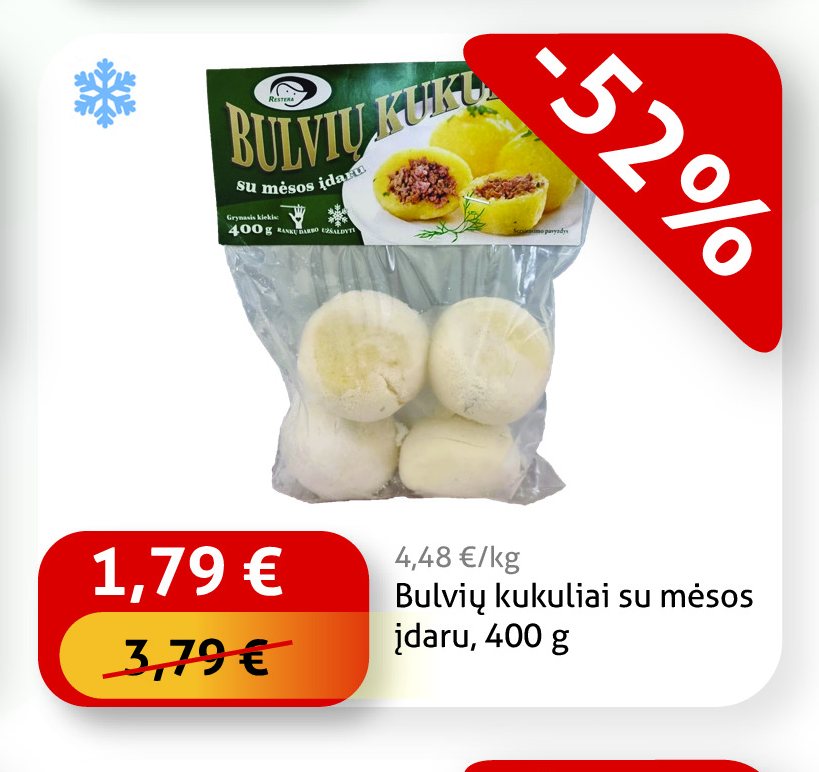 Bulvių kukuliai su mėsos įdaru, 400 g