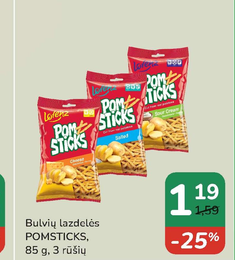 Bulvių lazdelės POMSTICKS, 85 g