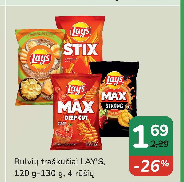 Bulvių traškučiai LAY'S, 120 g-130 g