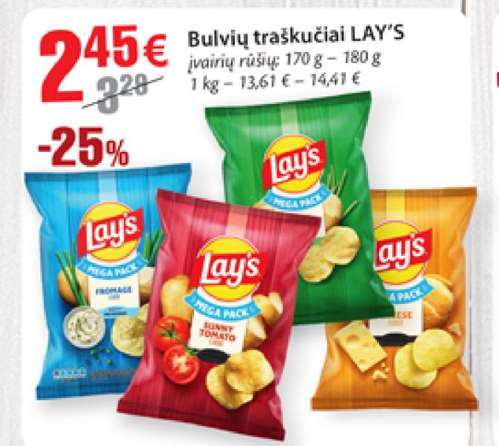 Bulvių traškučiai LAY'S, 170 g - 180 g
