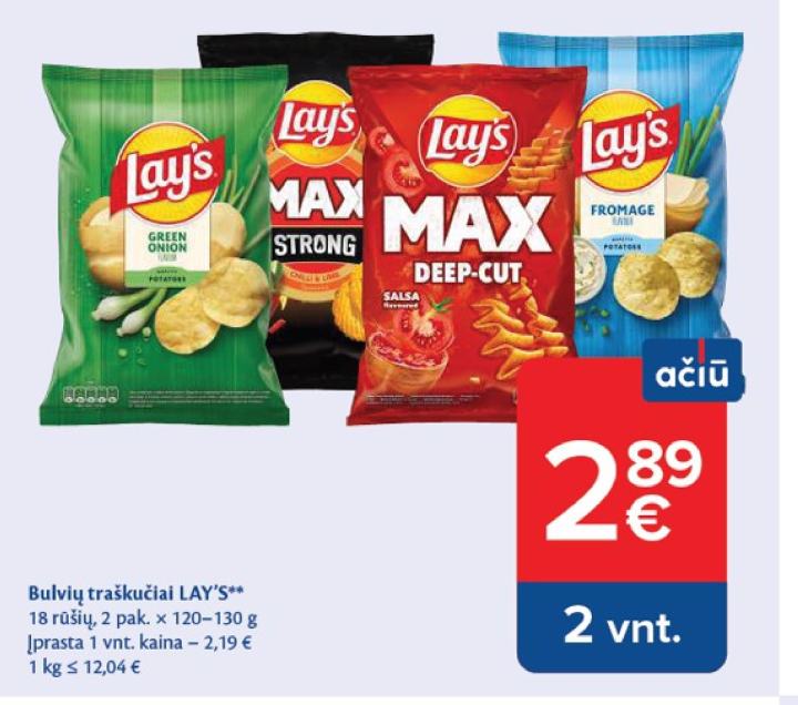 Bulvių traškučiai LAY'S, 2 pak.