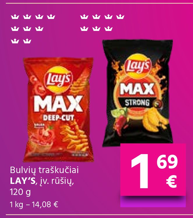 Bulvių traškučiai LAY'S, įv. rūšių, 120 g