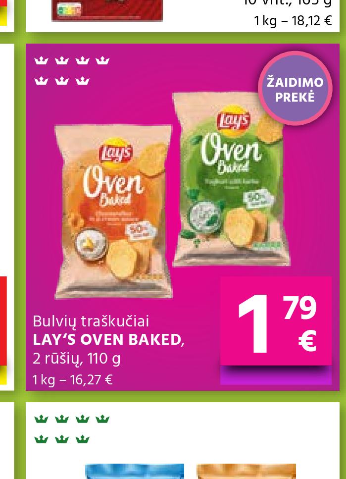 Bulvių traškučiai LAY'S OVEN BAKED, 110 g