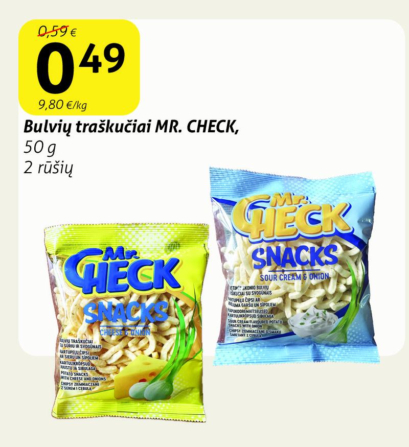 Bulvių traškučiai MR. CHECK, 50 g