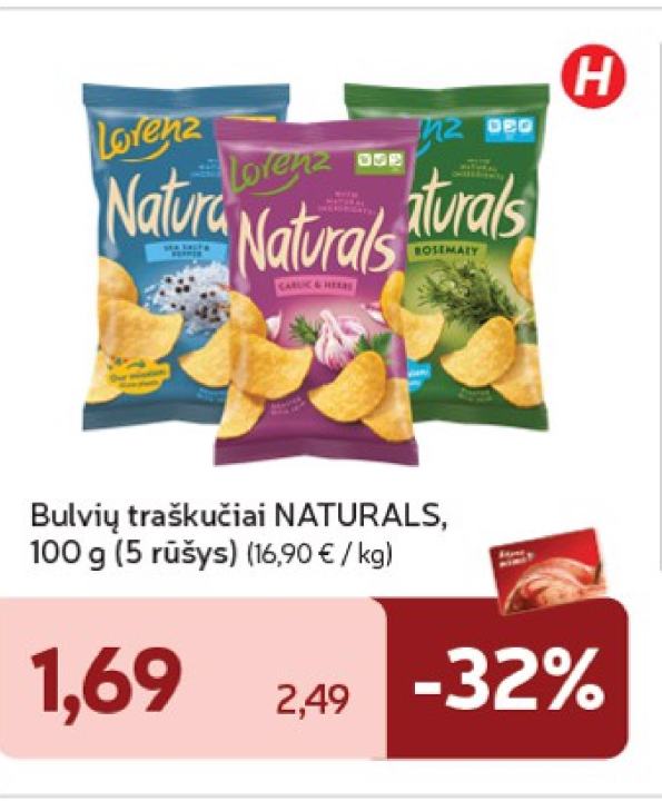 Bulvių traškučiai NATURALS, 100 g
