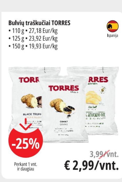 Bulvių traškučiai TORRES, 110 g