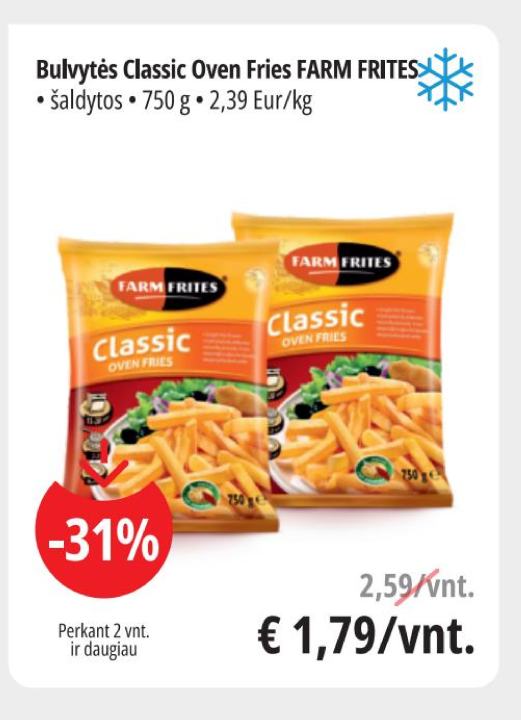 Bulvytės Classic Oven fries FARM FRITES, 750 g