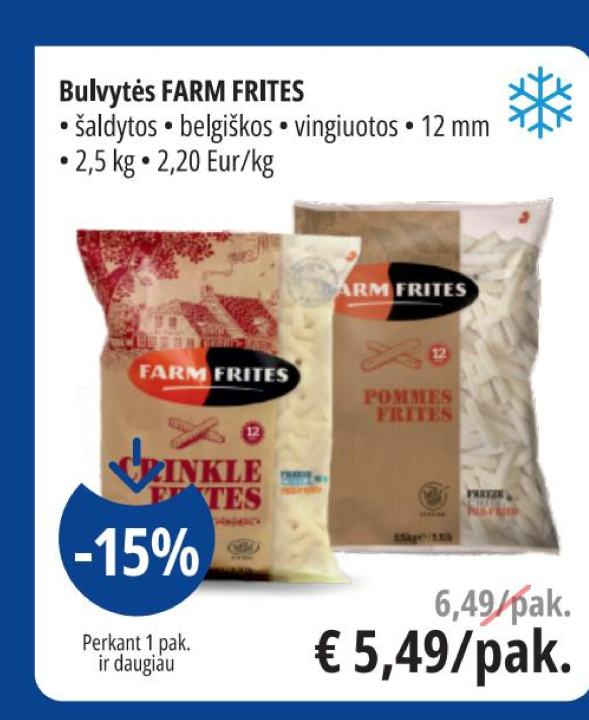 Bulvytės FARM FRITES, 2.5 kg