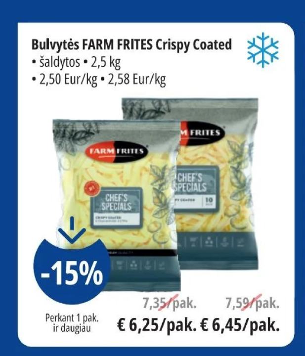 Bulvytės FARM FRITES Crispy Coated, 2.5 kg