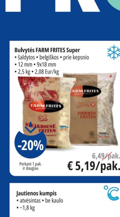 Bulvytės FARM FRITES Super, 12 mm