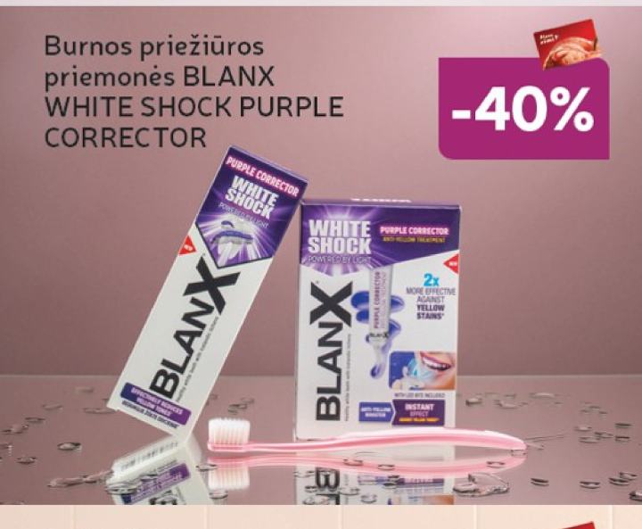 Burnos priežiūros priemonės BLANX WHITE SHOCK PURPLE CORRECTOR