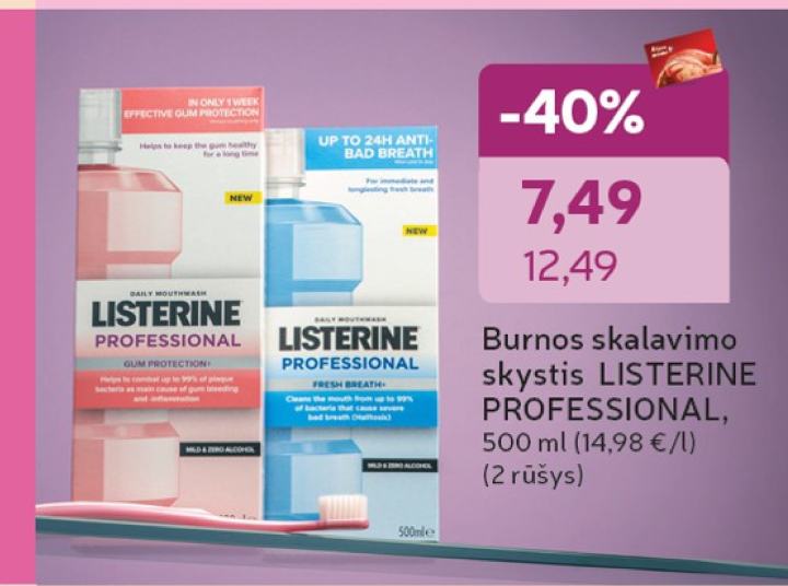 Burnos skalavimo skystis LISTERINE PROFESSIONAL, 500 ml