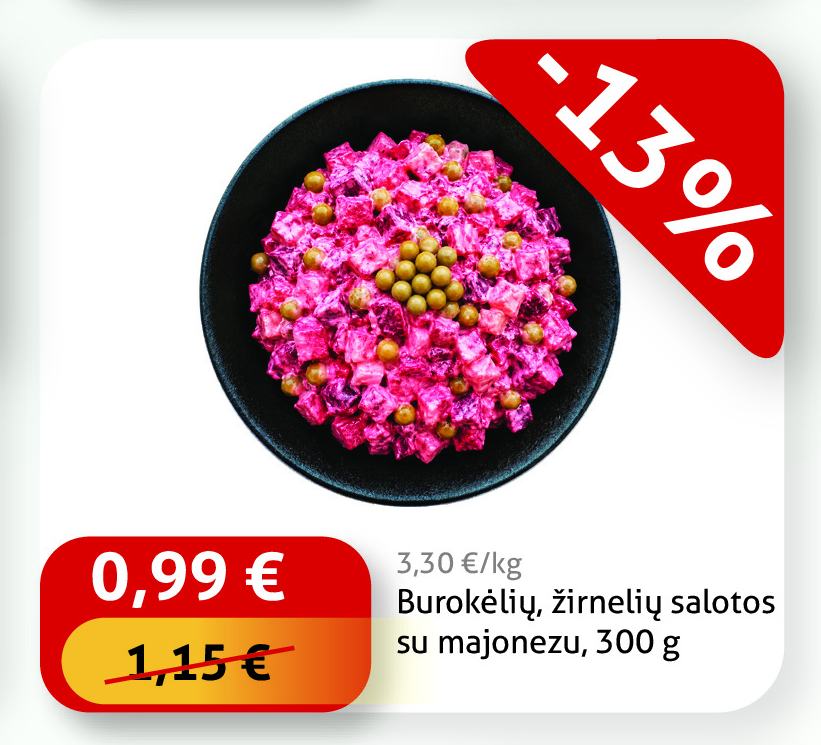 Burokėlių, žirnelių salotos su majonezu, 300 g