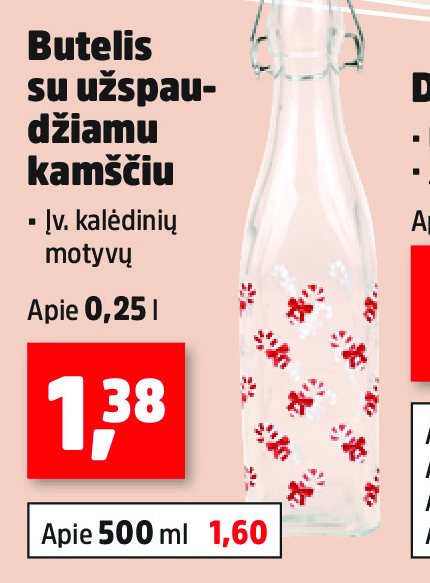 Butelis su užspaudžiamu kamščiu, 0.25 l