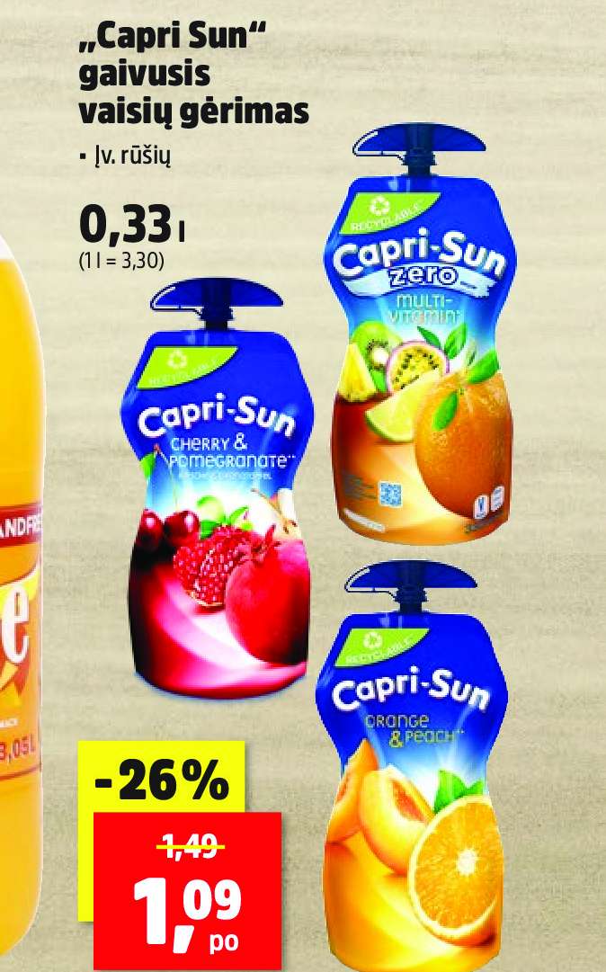 „Capri Sun“ gaivusis vaisių gėrimas, 0.33 l