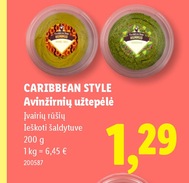 CARIBBEAN STYLE Avinžirnių užtepėlė, 200 g