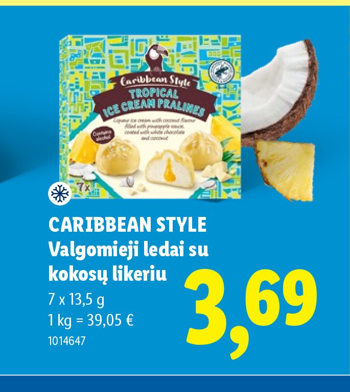 CARIBBEAN STYLE Valgomieji ledai su kokosų likeriu, 7 x 13.5 g