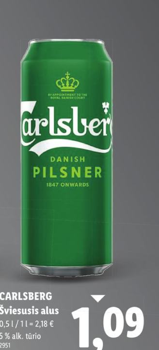 CARLSBERG Šviesusis alus, 0.5 l
