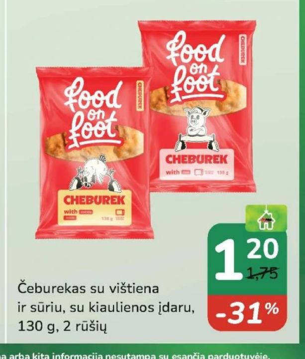Čeburekas su vištiena ir sūriu, su kiaulienos įdaru, 130 g