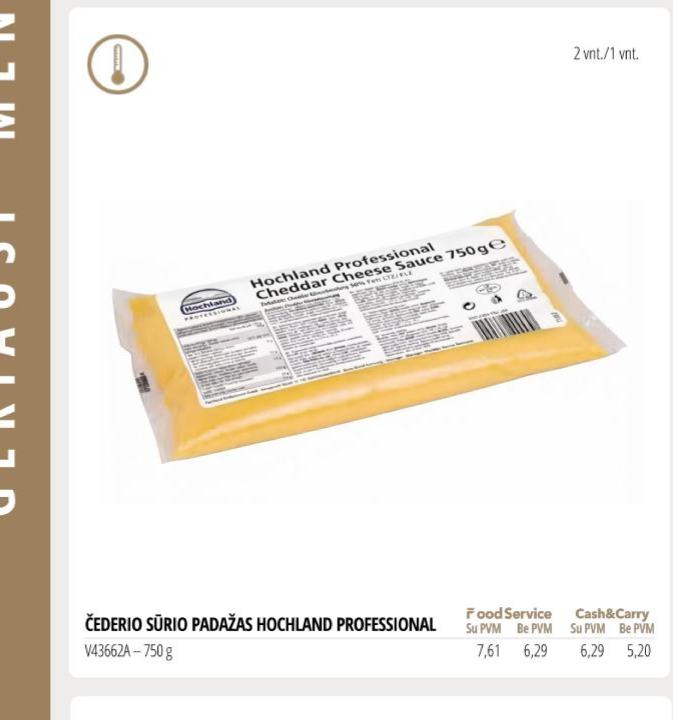ČEDERIO SŪRIO PADAŽAS HOCHLAND PROFESSIONAL, 750 g