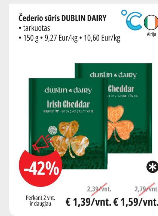 Čederio sūris DUBLIN DAIRY, 150 g