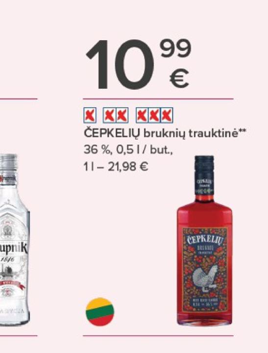 ČEPKELIŲ bruknių trauktinė, 0.5 l
