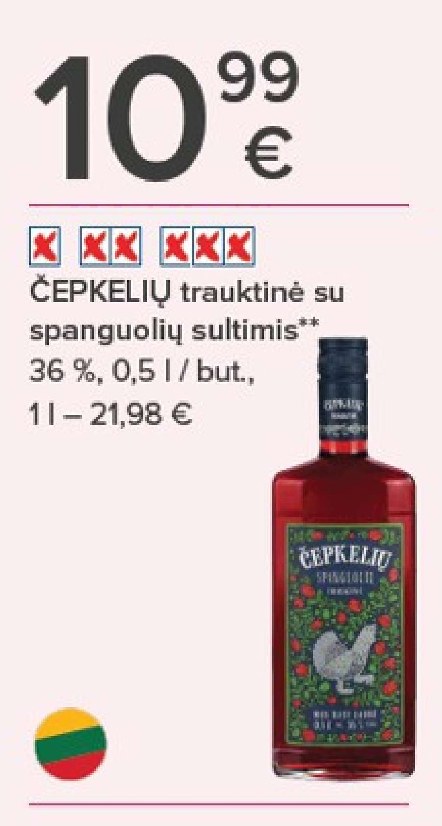 ČEPKELIŲ trauktinė su spanguolių sultimis, 0.5 l