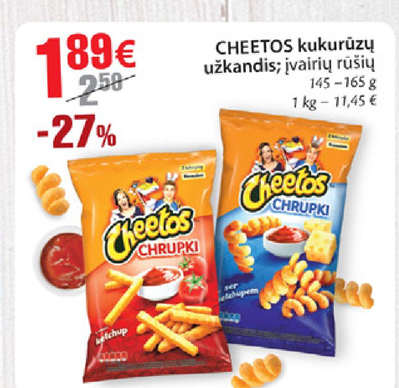 CHEETOS kukurūzų užkandis, 165 g