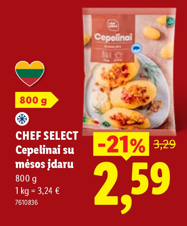 CHEF SELECT Cepelinai su mėsos įdaru, 800 g