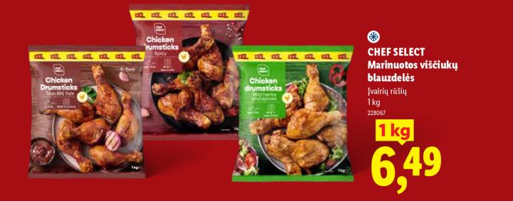 CHEF SELECT Marinuotos viščiukų blauzdelės, 1 kg