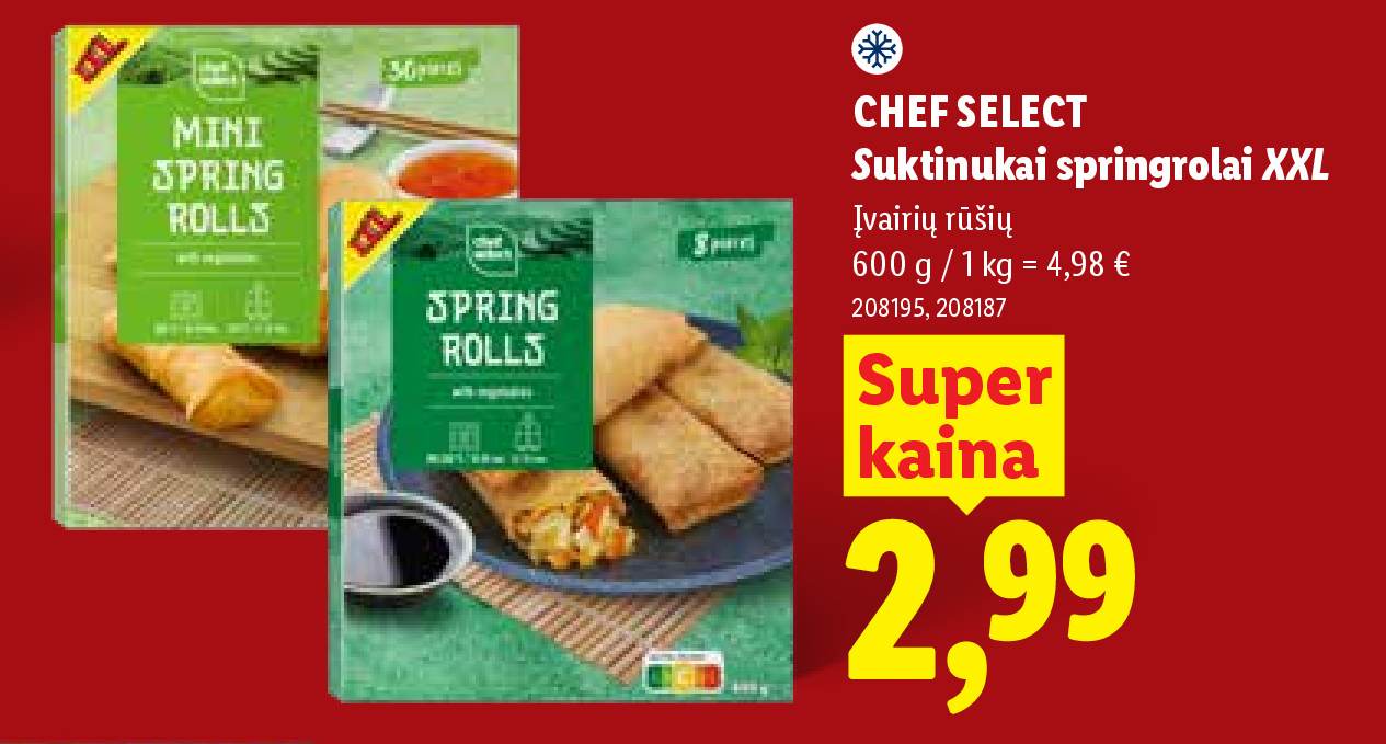 CHEF SELECT Suktinukai springrolai XXL, 600 g