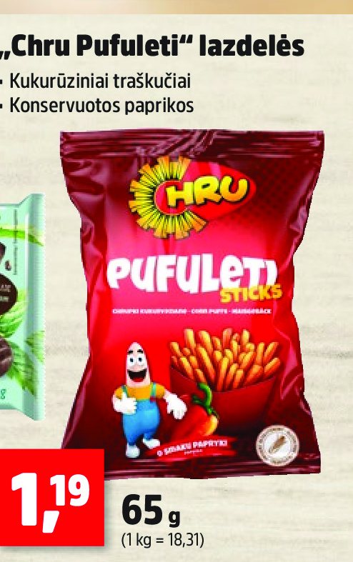 „Chru Pufuleti“ lazdelės, 65 g