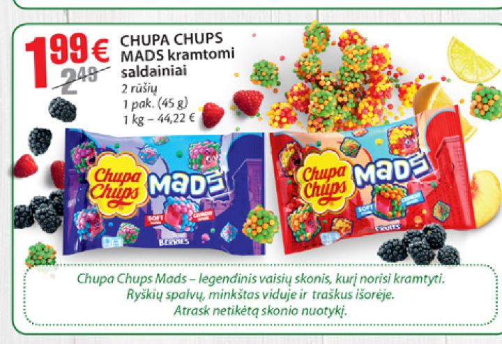 CHUPA CHUPS MADS kramtomi saldainiai, 45 g