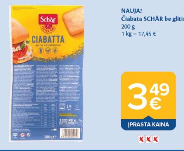 Čiabata SCHÄR be glitimo, 200 g